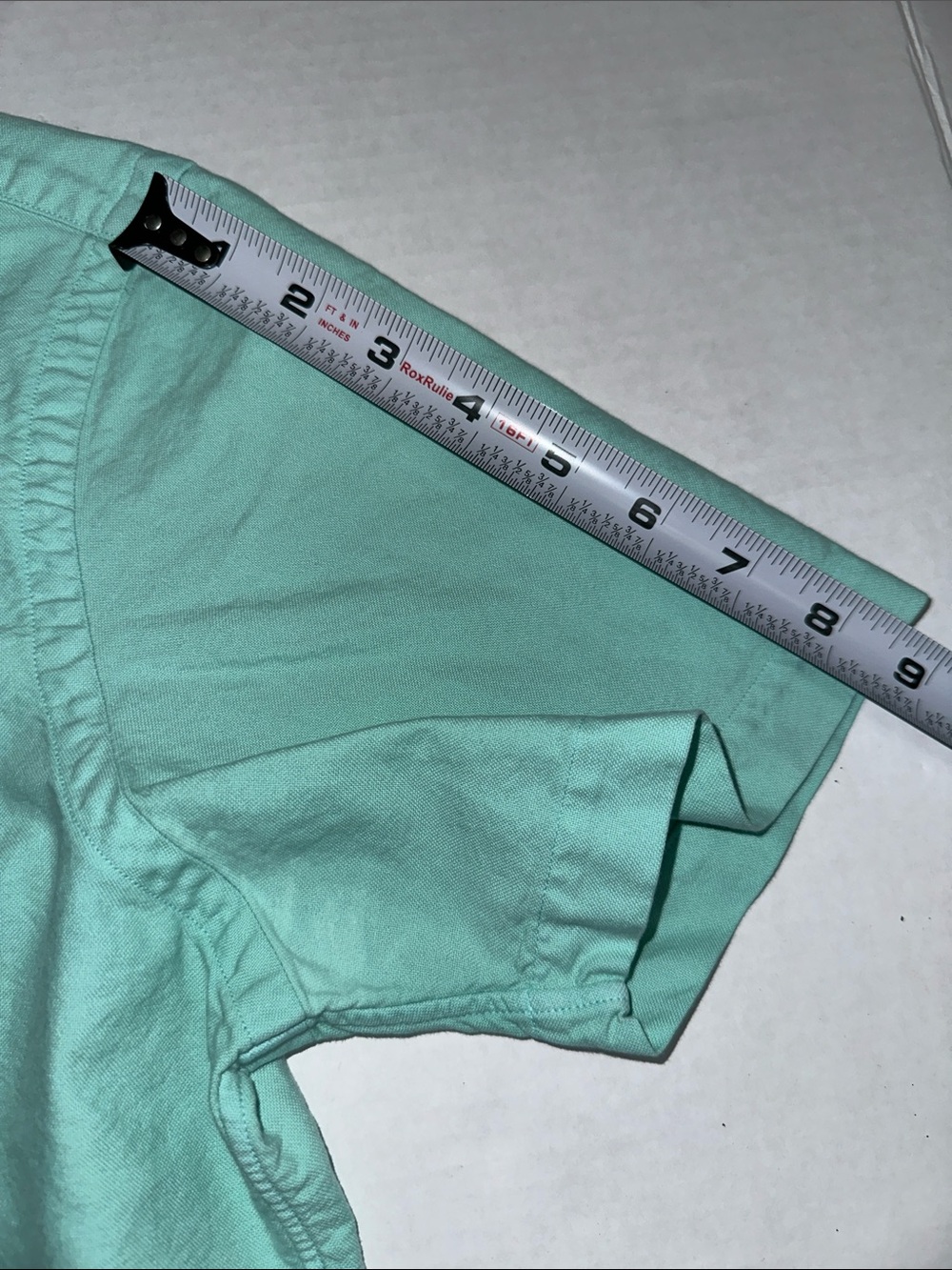 Ralph Lauren Button Down Short Sleeve Shirt Mint Green Slim Fit Cotton Small - Picture 9 of 9